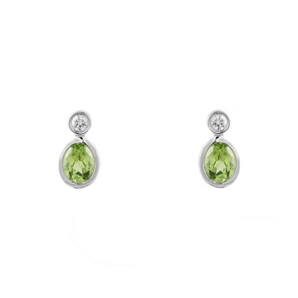 Platinum 0.80ct peridot & 0.06ct diamond stud earrings