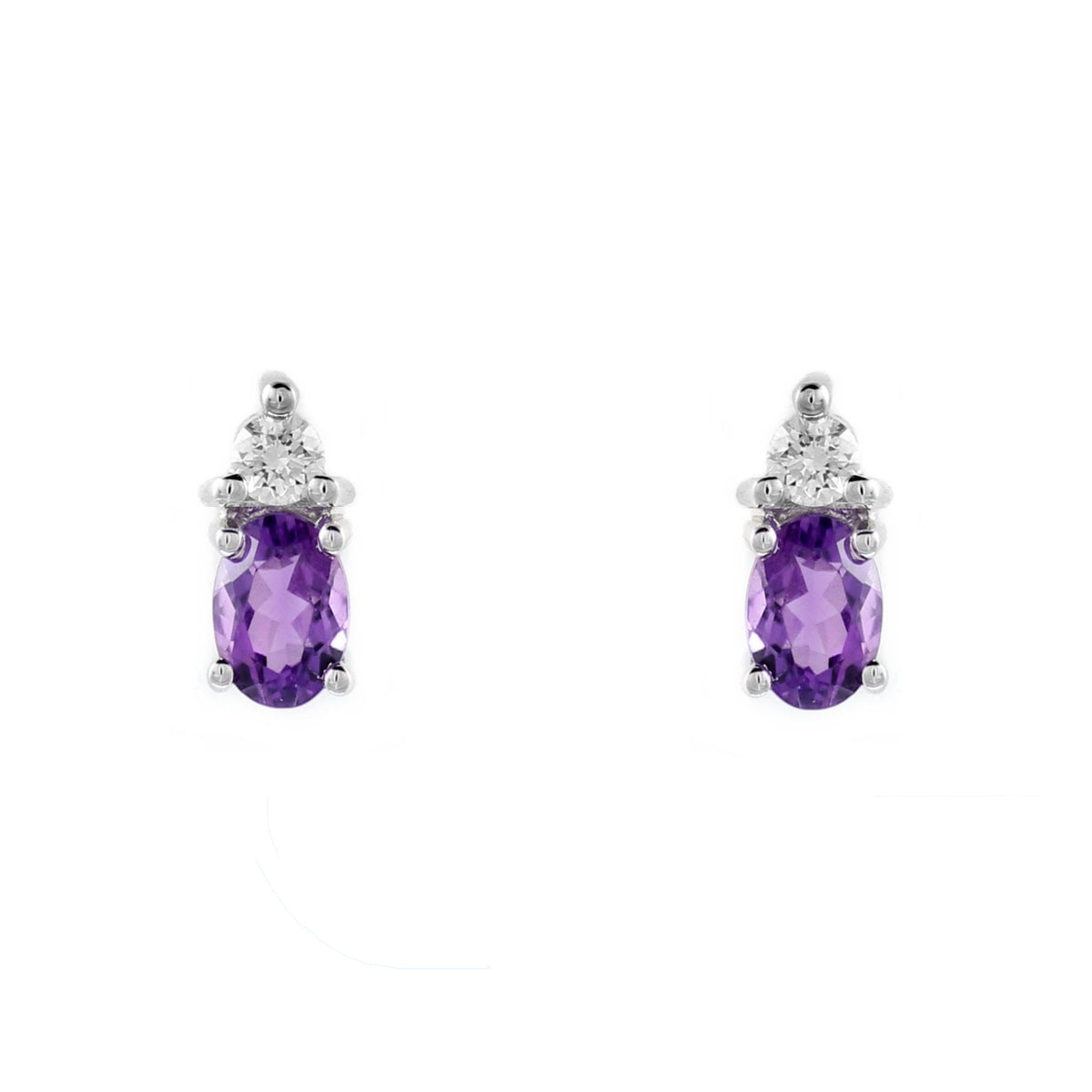 Platinum 0.65ct amethyst & 0.13ct diamond stud earrings