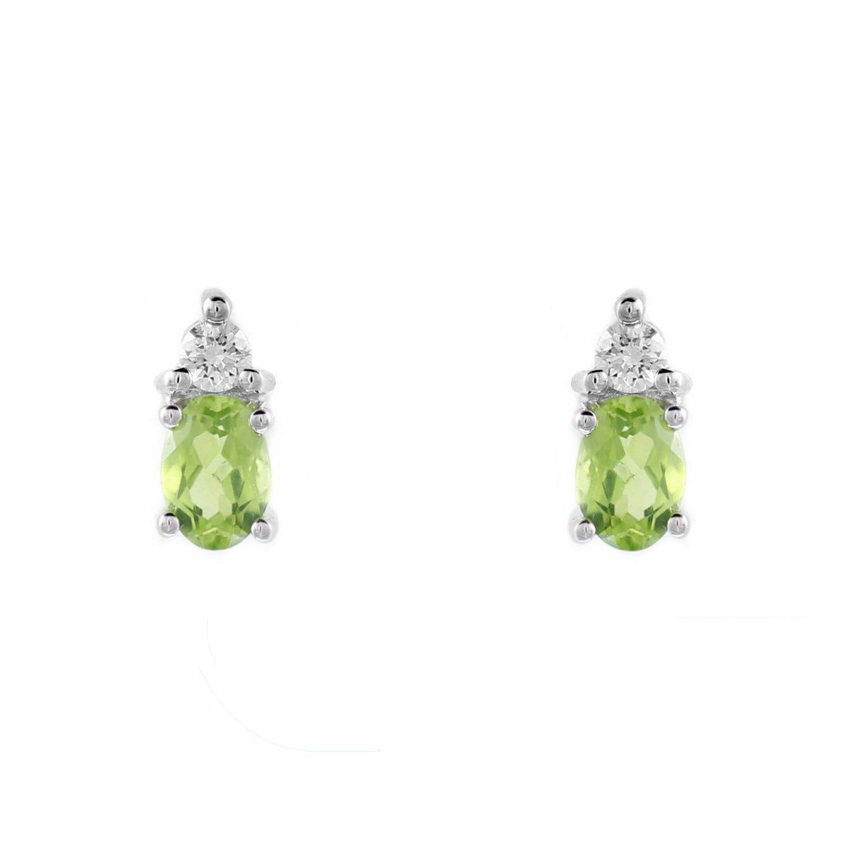 Platinum 0.82ct peridot & 0.14ct diamond stud earrings