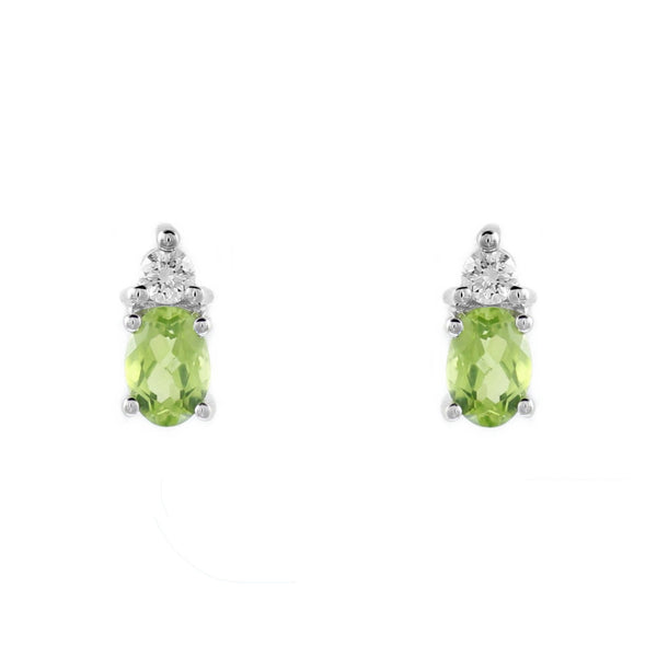 Platinum 0.82ct peridot & 0.14ct diamond stud earrings
