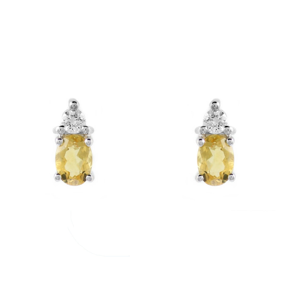 18ct white gold 0.63ct citrine & 0.14ct diamond stud earrings