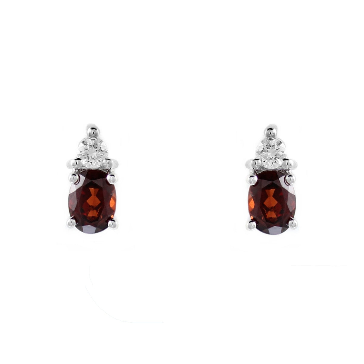 Platinum 1.25ct garnet & 0.13ct diamond stud earrings