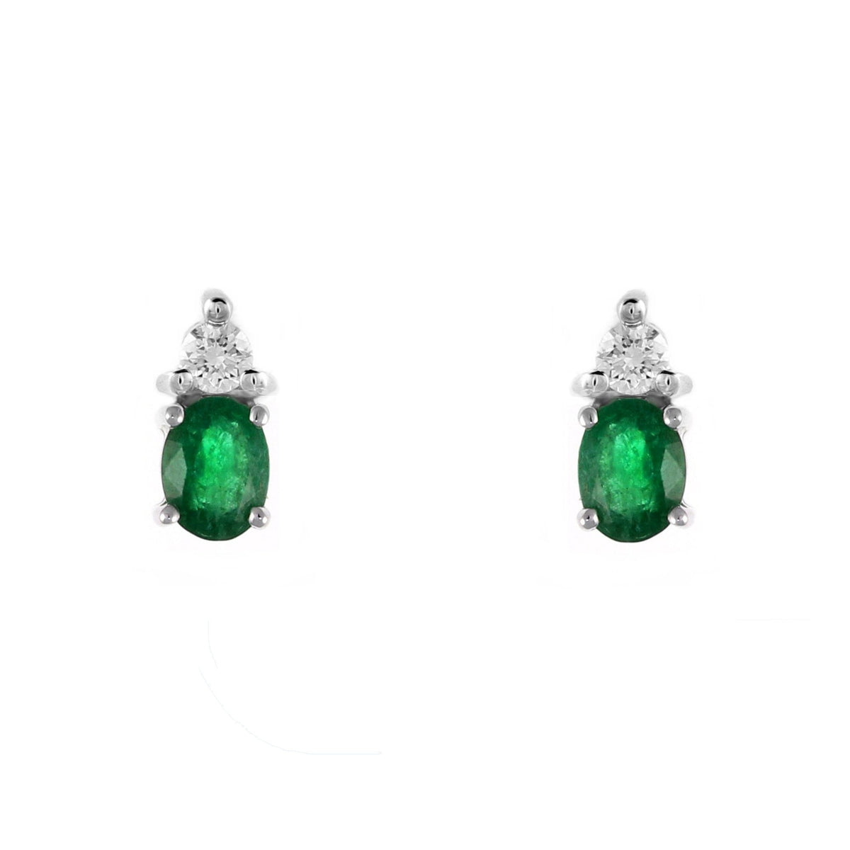 Platinum 1.01ct emerald & 0.16ct diamond stud earrings