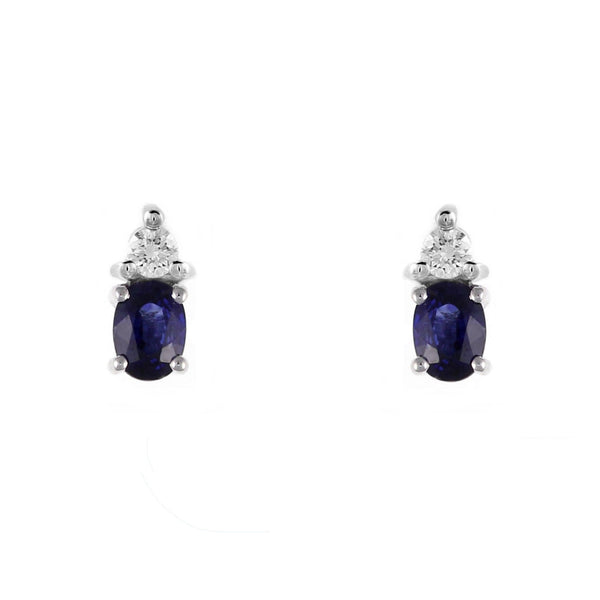 Platinum 1.26ct sapphire & 0.14ct diamond stud earrings
