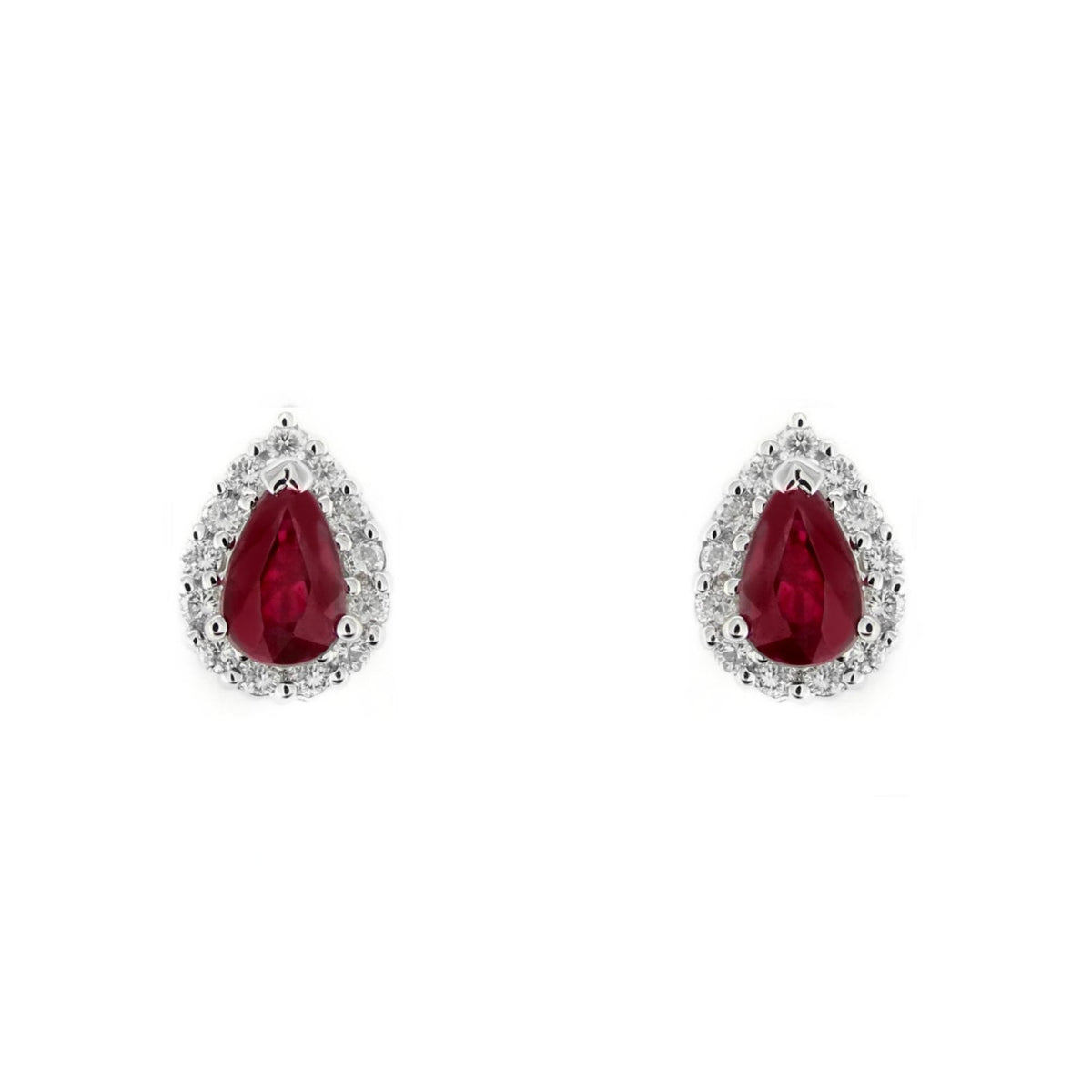 Platinum 1.00ct ruby & 0.25ct diamond cluster earrings
