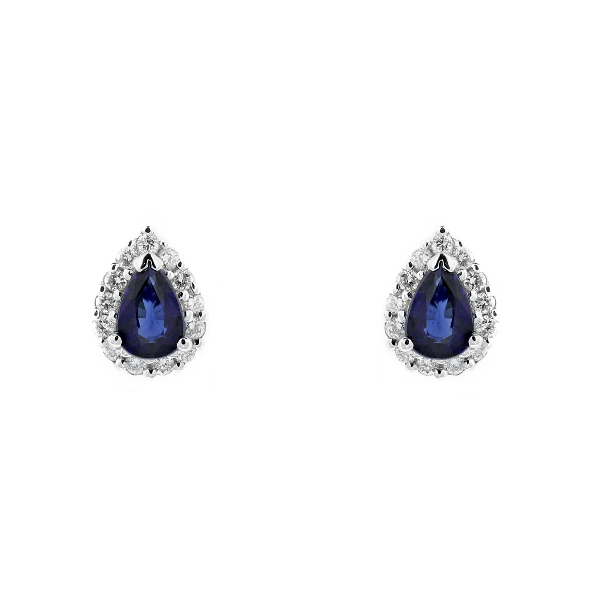 Platinum 0.94ct sapphire & 0.22ct diamond cluster earrings
