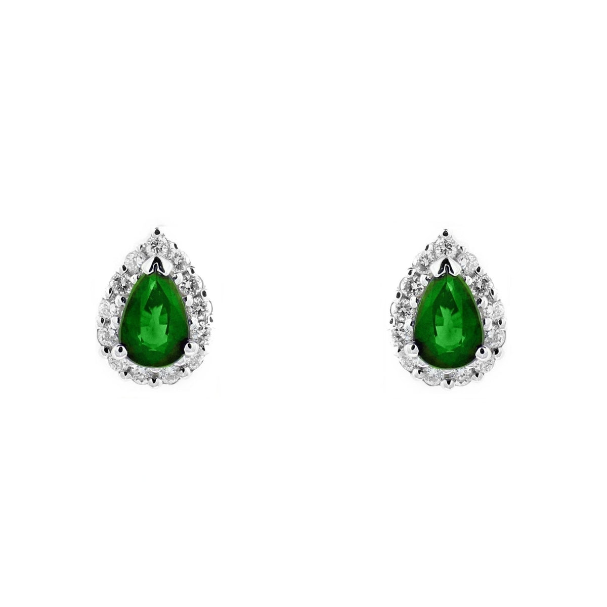 Platinum 0.78ct emerald & 0.25ct diamond cluster earrings