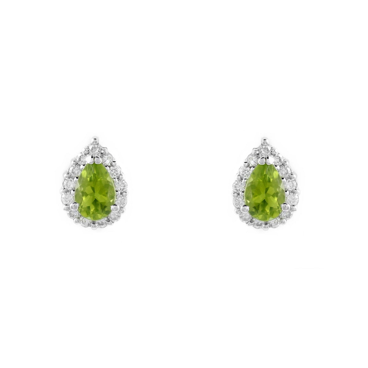 18ct white gold 0.90ct peridot & 0.25ct diamond cluster earrings