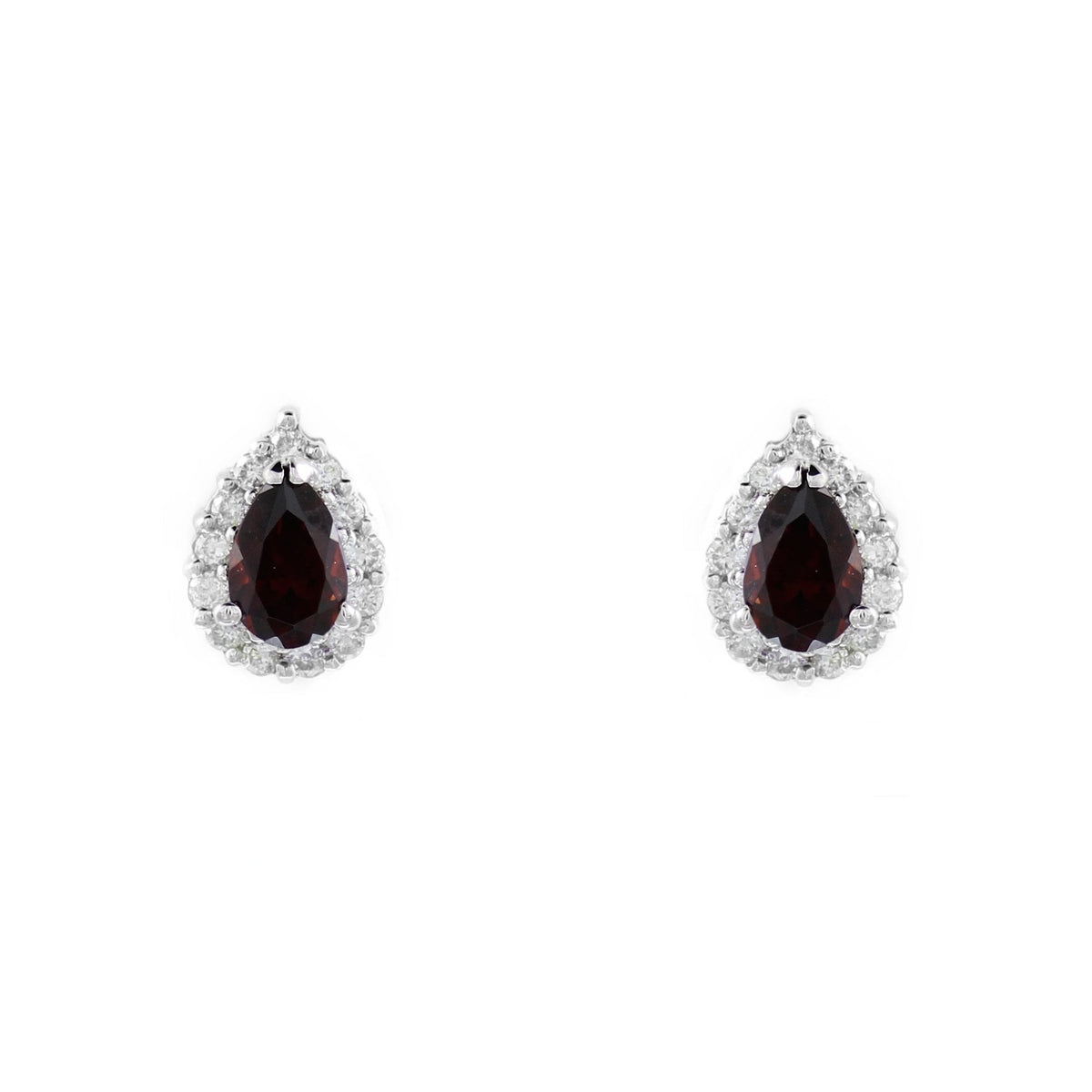 Platinum 1.18ct garnet & 0.24ct diamond cluster earrings