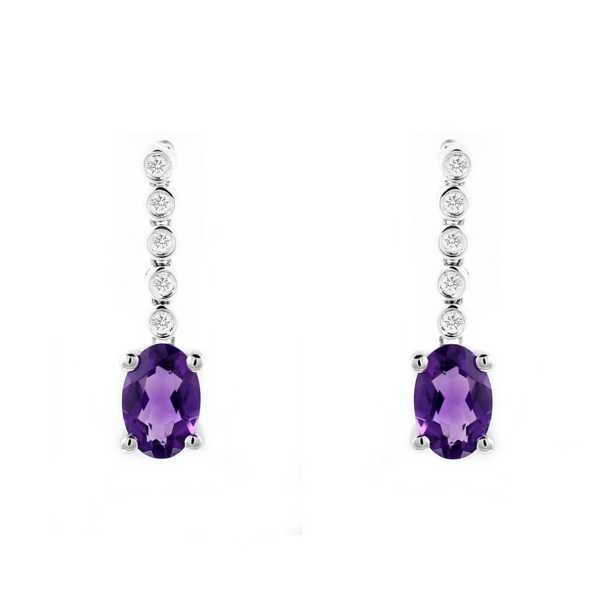 Platinum 0.82ct amethyst & 0.09ct diamond drop earrings