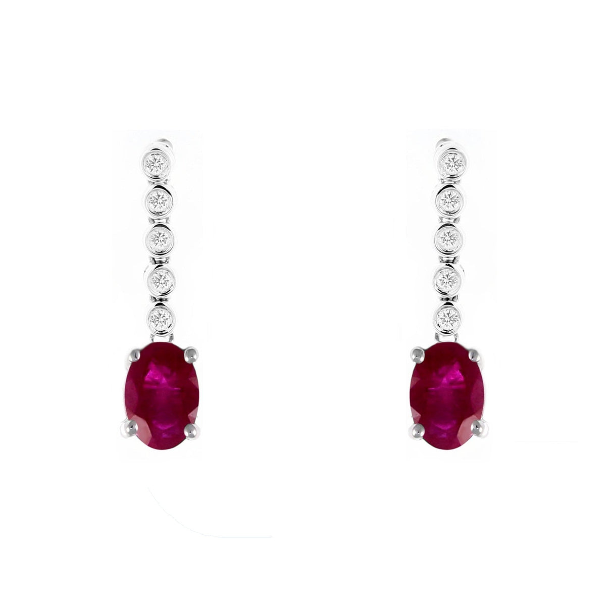 Platinum 1.20ct ruby & 0.09ct diamond drop earrings