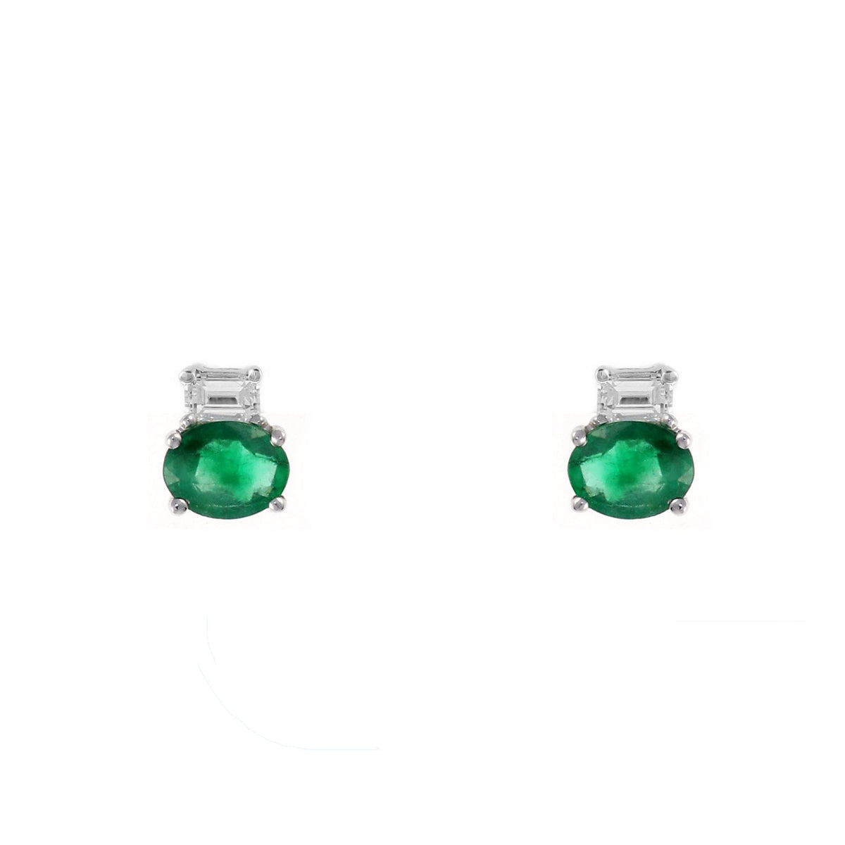 Platinum 0.66ct emerald & 0.22ct diamond stud earrings