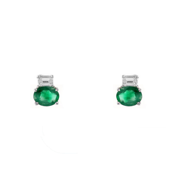 Platinum 0.66ct emerald & 0.22ct diamond stud earrings