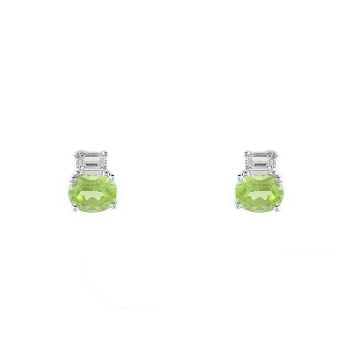Platinum 0.88ct peridot & 0.20ct diamond stud earrings
