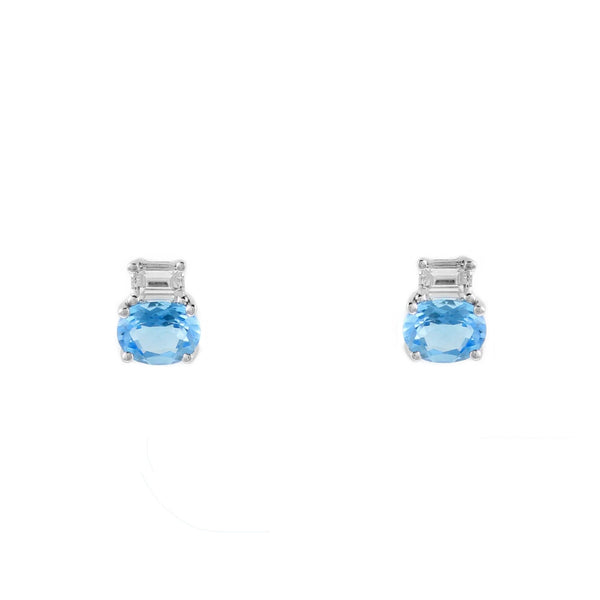 Platinum 0.83ct blue topaz & 0.21ct diamond stud earrings
