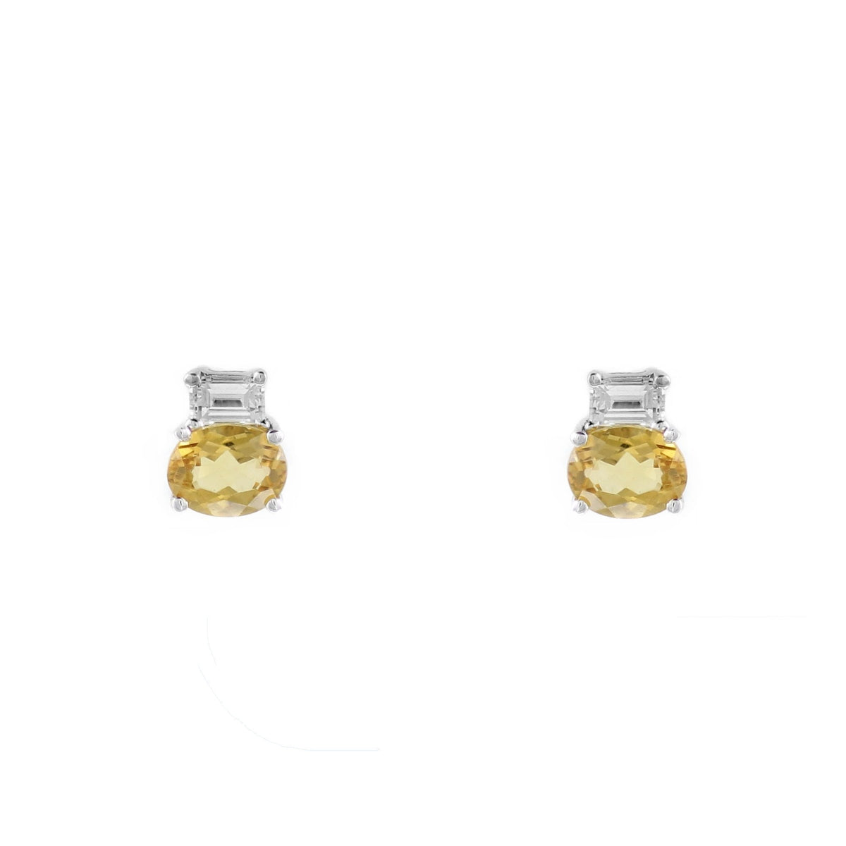 Platinum 0.65ct citrine & 0.23ct diamond stud earrings