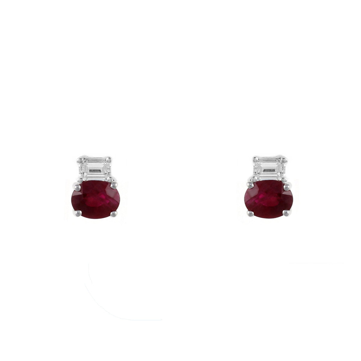 Platinum 0.77ct ruby & 0.16ct diamond stud earrings