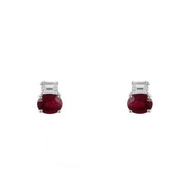 Platinum 0.77ct ruby & 0.16ct diamond stud earrings