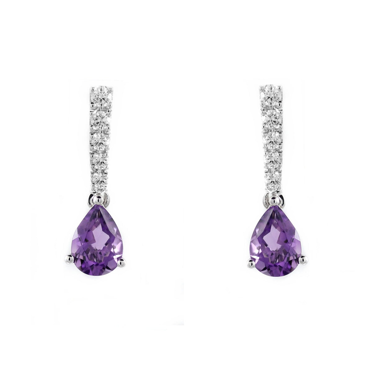 Platinum 1.36ct amethyst & 0.20ct diamond drop earrings