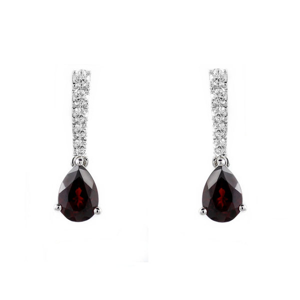 Platinum 1.82ct garnet & 0.22ct diamond drop earrings