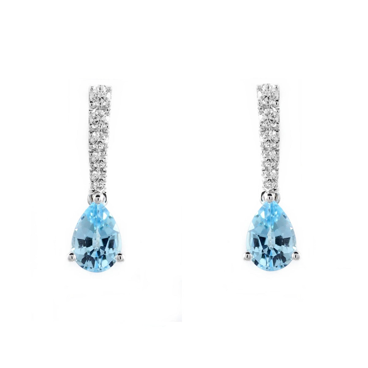 Platinum 1.62ct blue topaz & 0.20ct diamond drop earrings