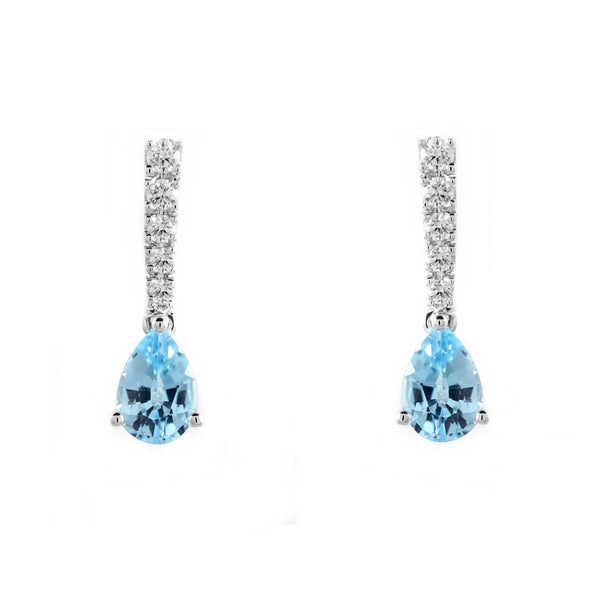Platinum 1.62ct blue topaz & 0.20ct diamond drop earrings