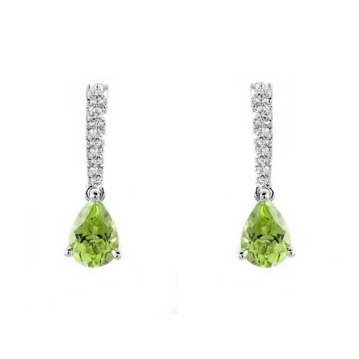 Platinum 1.37ct peridot & 0.25ct diamond drop earrings