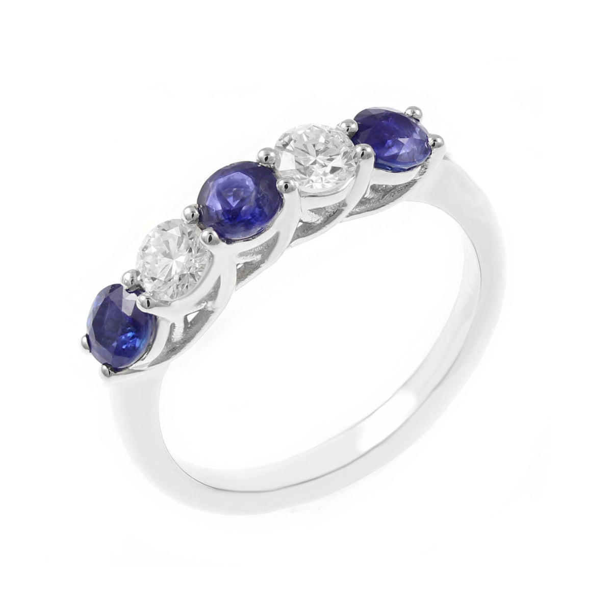 Platinum 0.59ct sapphire & 0.38ct diamond 5 stone ring