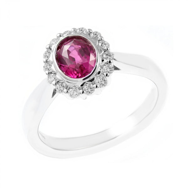 18ct white gold 1.25ct pink sapphire & 0.20ct diamond ring