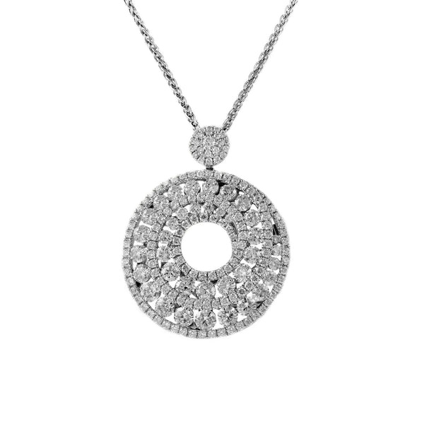 18ct white gold 2.75ct round brilliant graudated swirl pendant