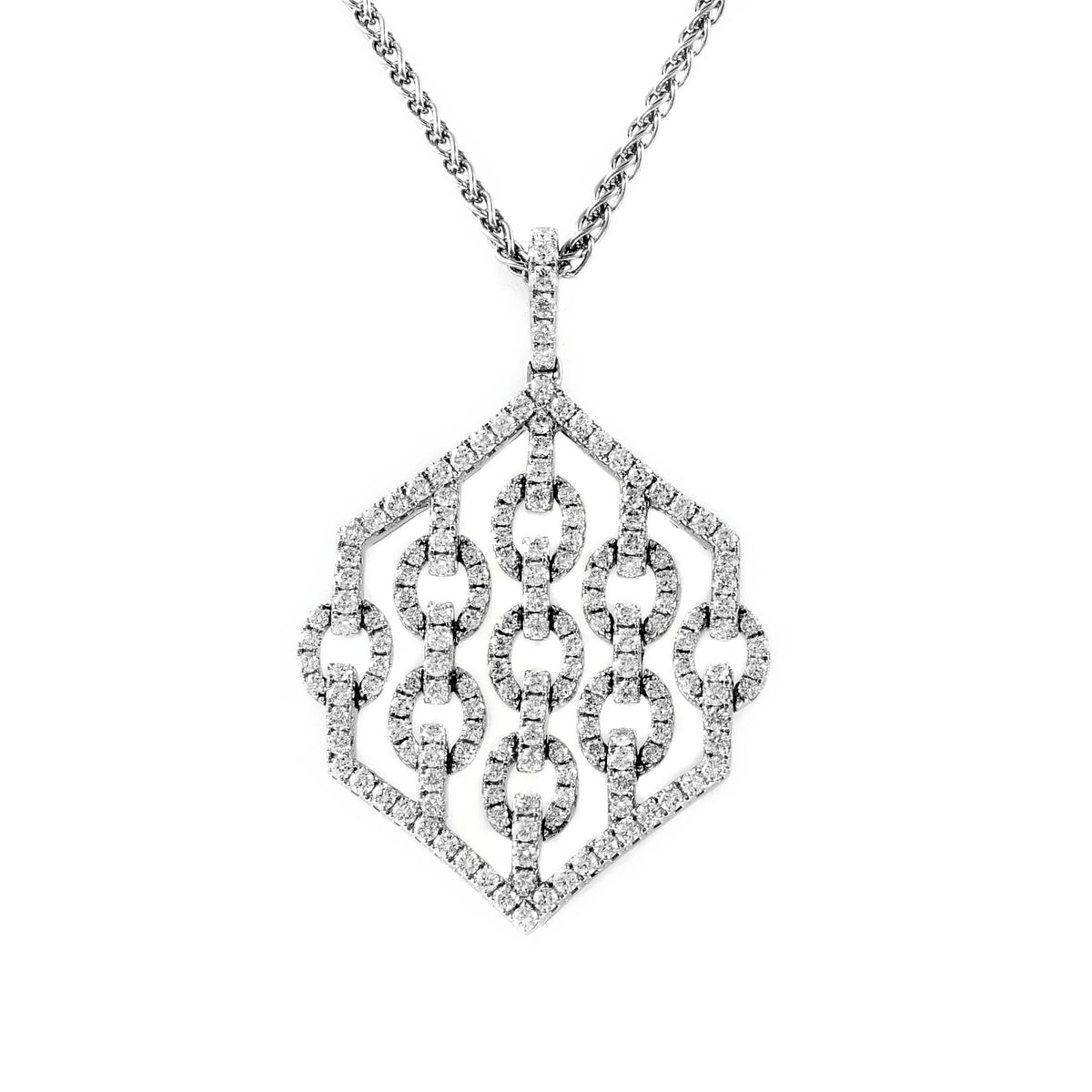 18ct white gold 1.26ct diamond Art Deco style pendant