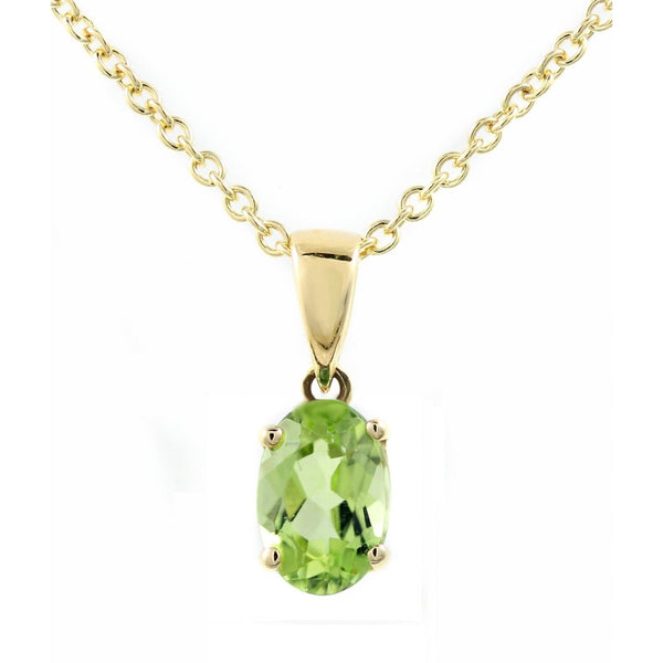 9ct yellow gold 8mm x 6mm oval cut peridot pendant