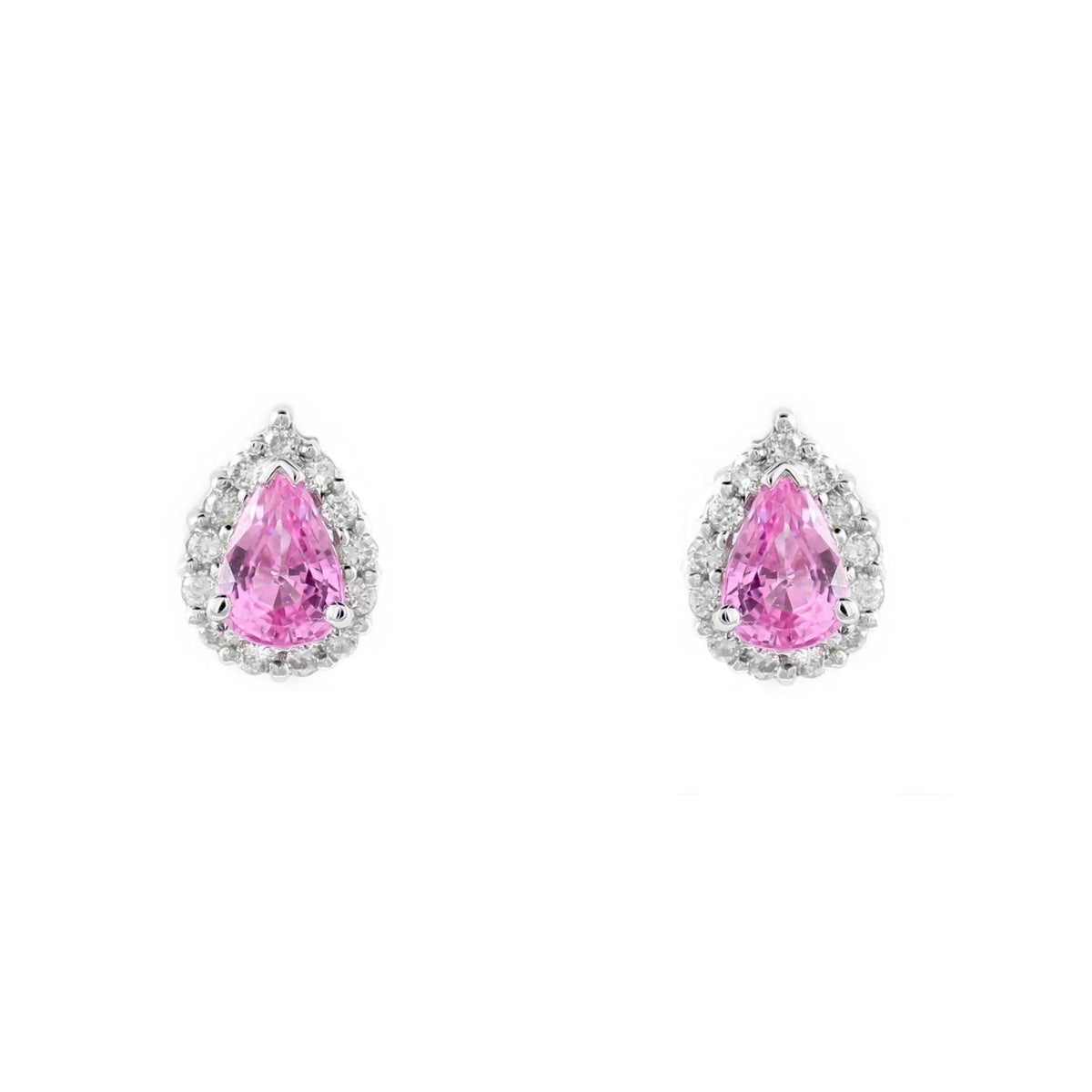 Platinum 0.84ct pink sapphire & 0.24ct diamond cluster earrings