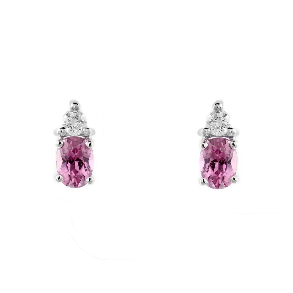 Platinum 1.14ct pink sapphire & 0.16ct diamond stud earrings