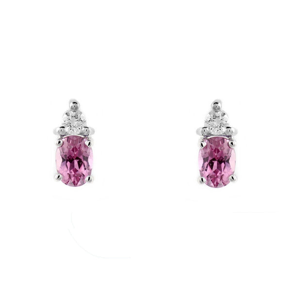 Platinum 1.14ct pink sapphire & 0.16ct diamond stud earrings