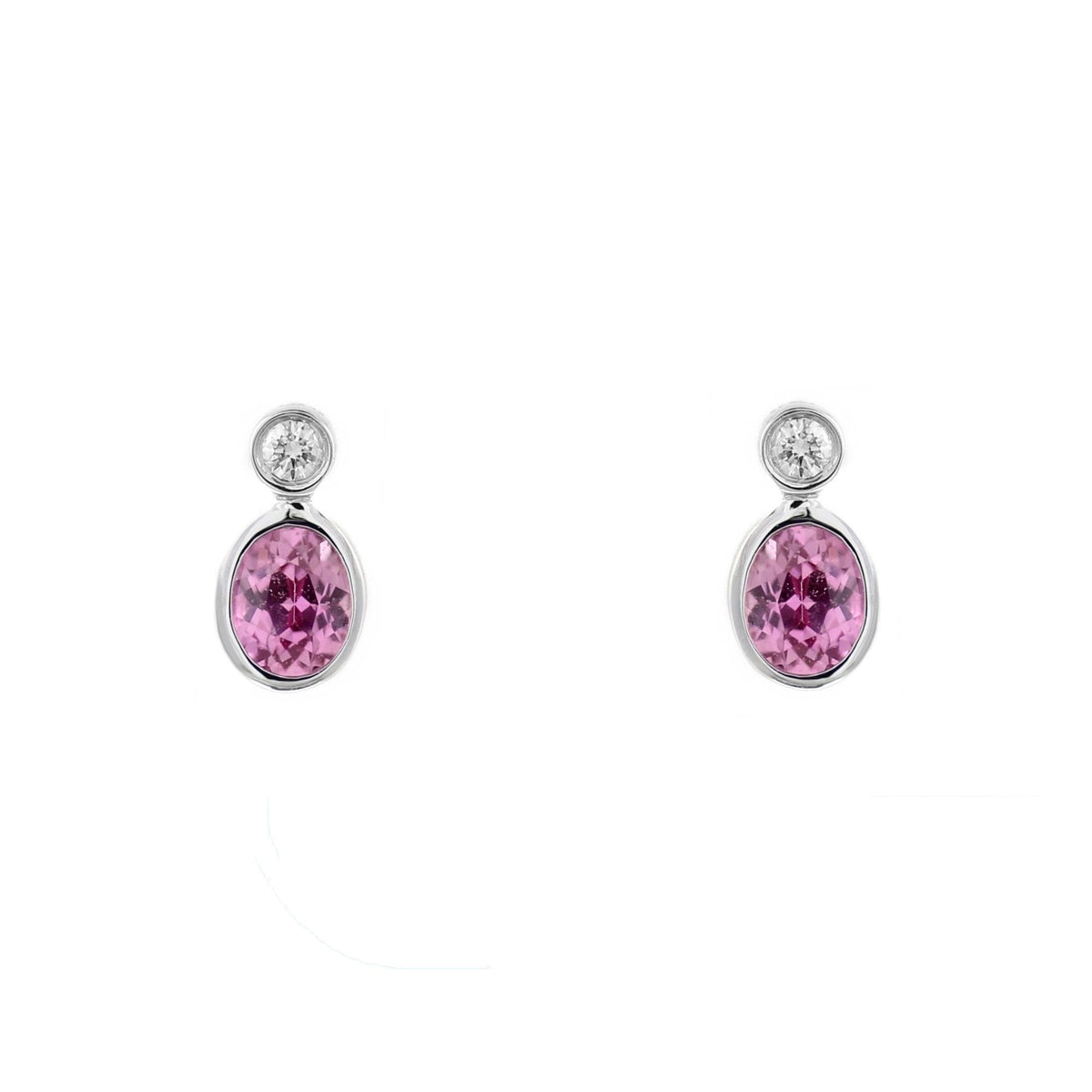 Platinum 0.79ct pink sapphire & 0.06ct diamond stud earrings
