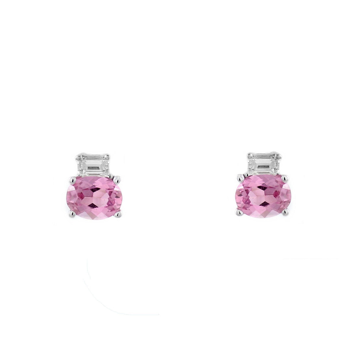 18ct white gold 0.88ct pink sapphire & 0.23ct diamond earrings