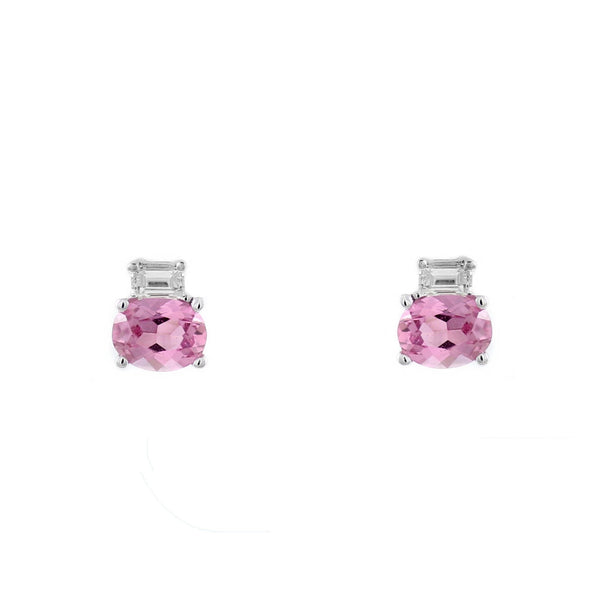 18ct white gold 0.88ct pink sapphire & 0.23ct diamond earrings