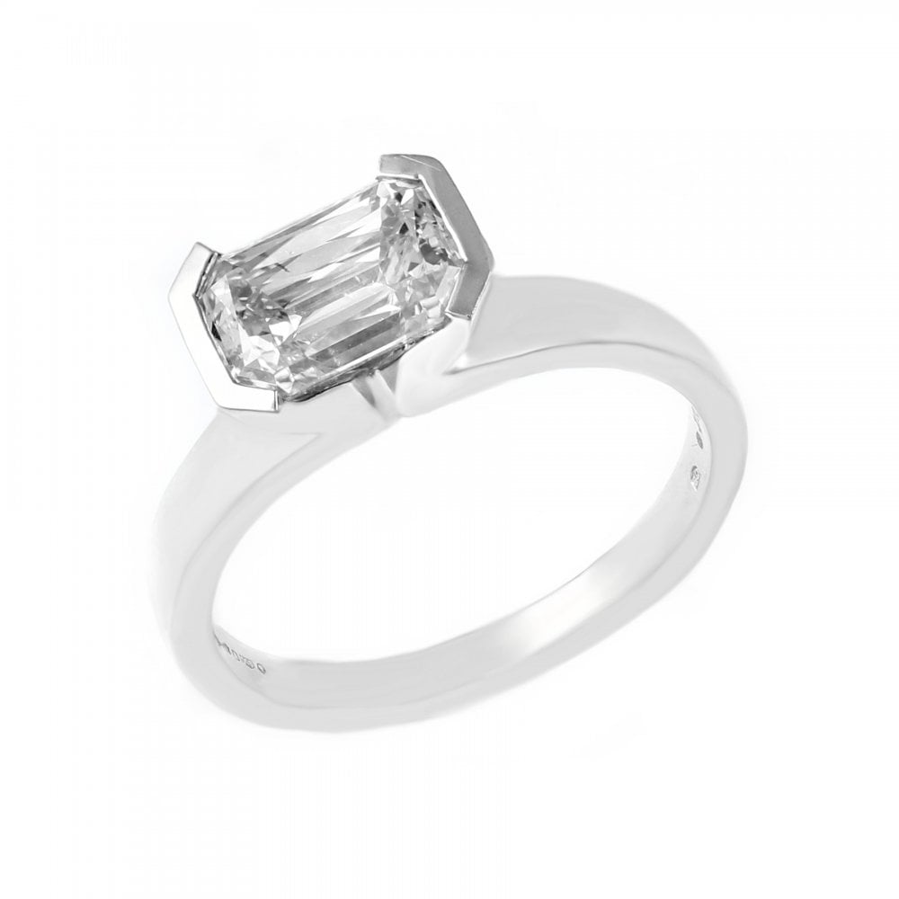 Platinum 1.53ct G VS1 GIA horizontal prince cut diamond ring