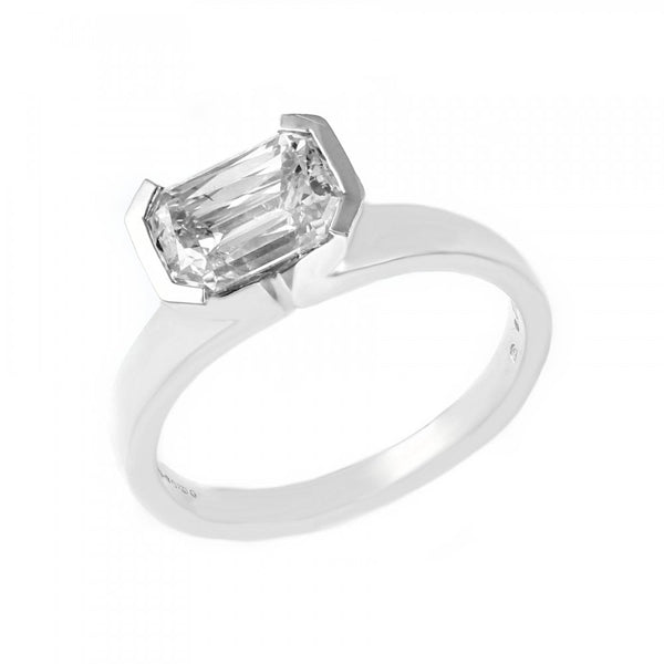 Platinum 1.53ct G VS1 GIA horizontal prince cut diamond ring