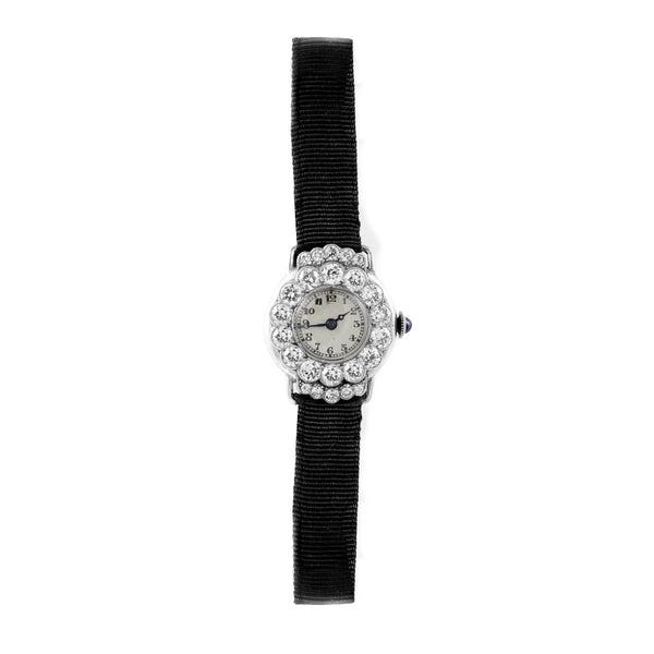 Preowned platinum 4.00ct approx circular diamond watch