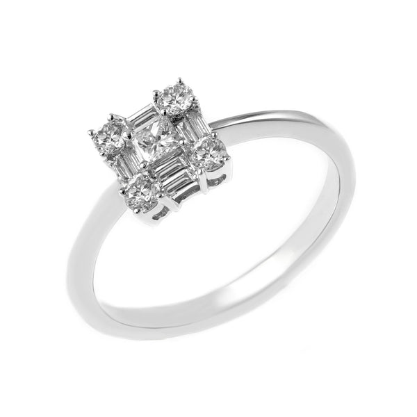 18ct white gold 0.60ct diamond cluster ring