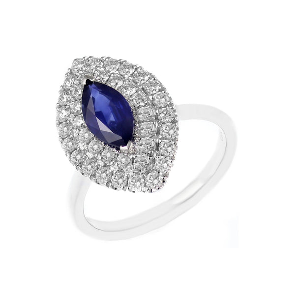 Platinum 1.22ct sapphire & 0.84ct diamond marquise cluster ring
