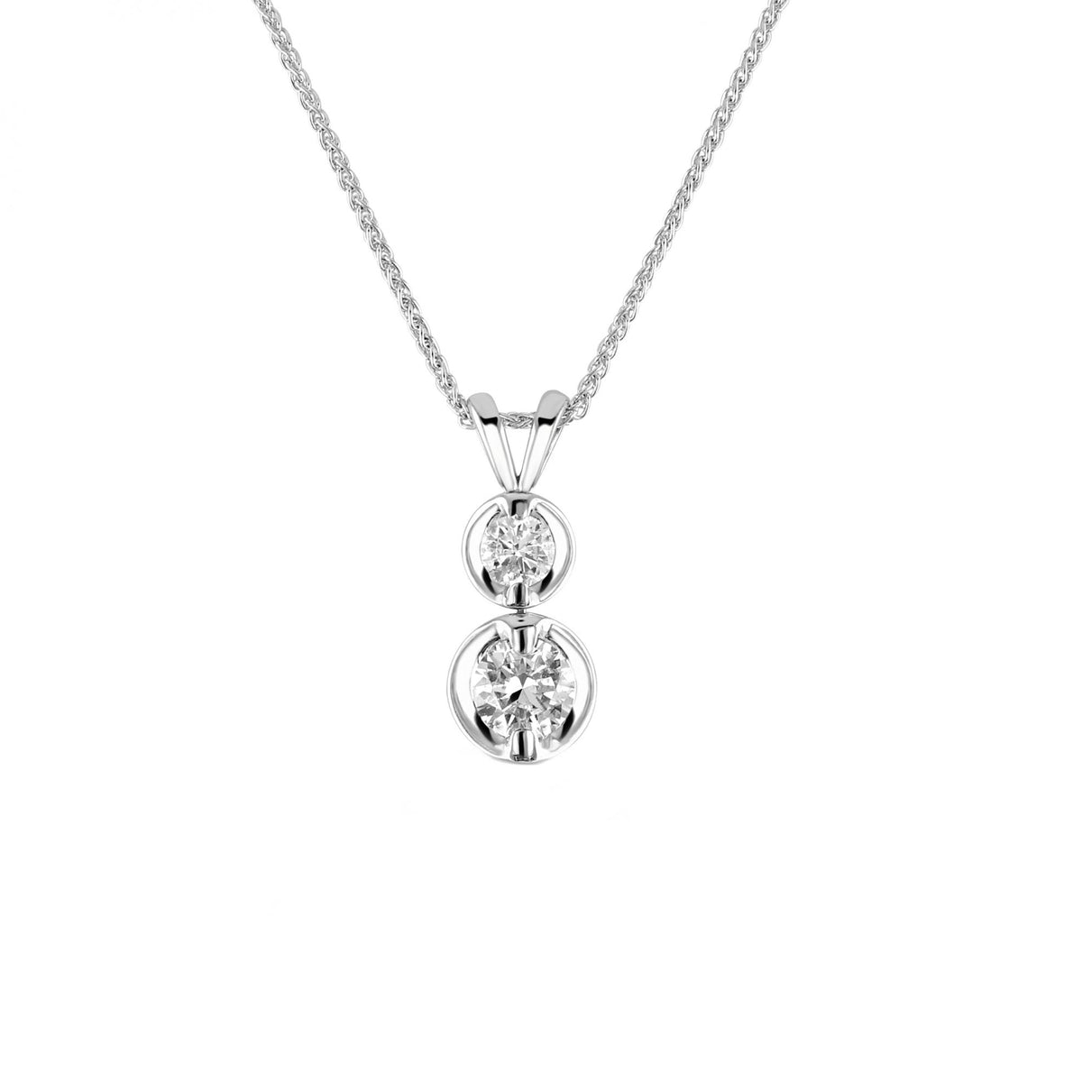 18ct white gold 0.75ct round brilliant 2 stone diamond pendant