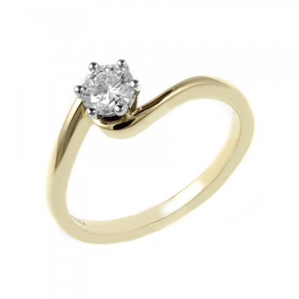 18ct yellow gold 0.50ct round brilliant cut diamond twist ring