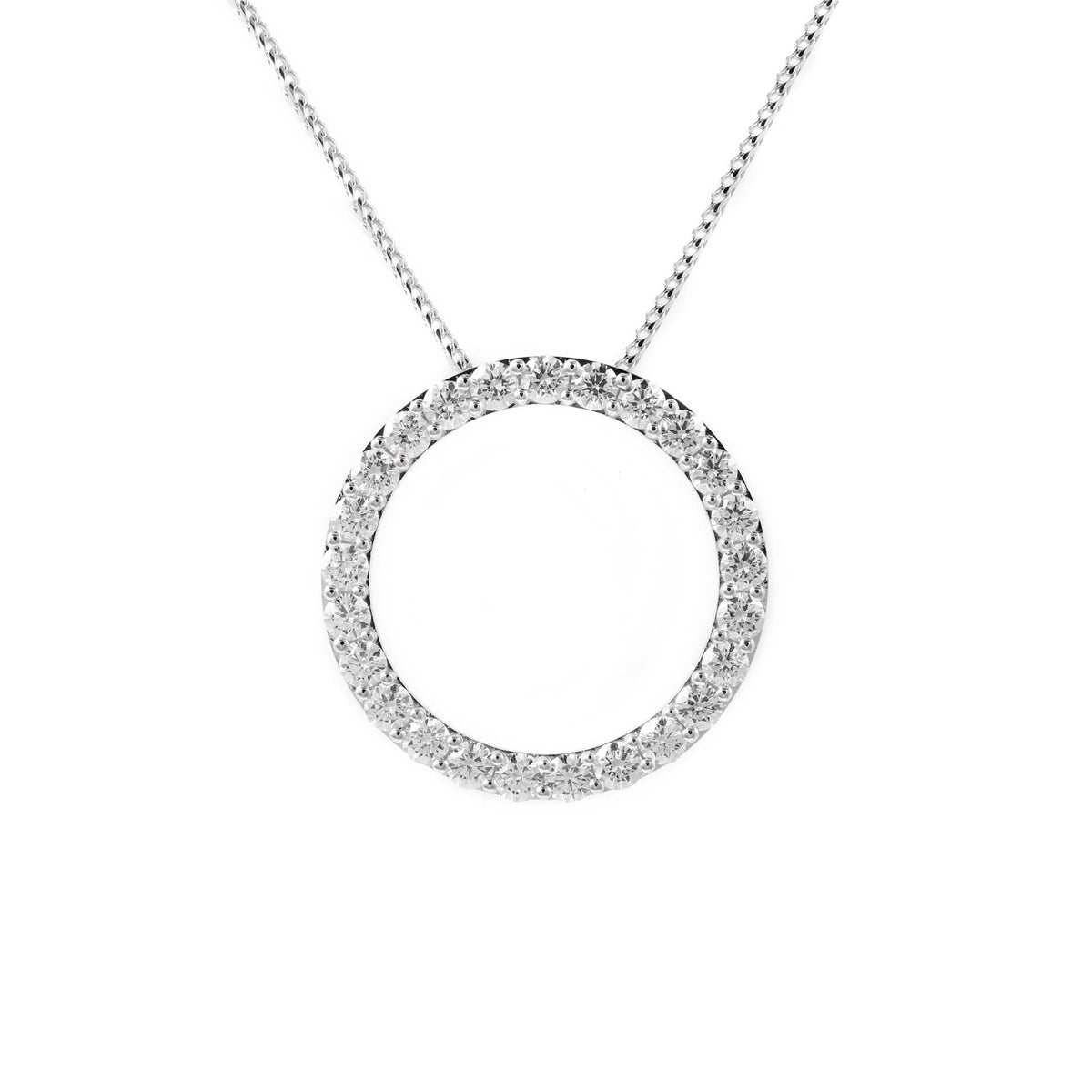 Platinum 2.00ct open circular diamond pendant