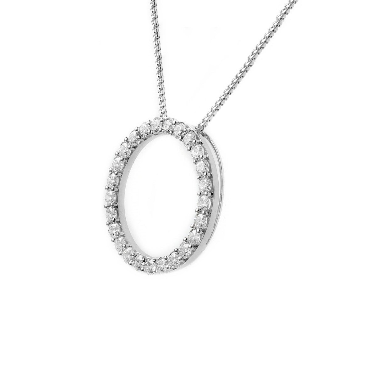Platinum 2.00ct open circular diamond pendant