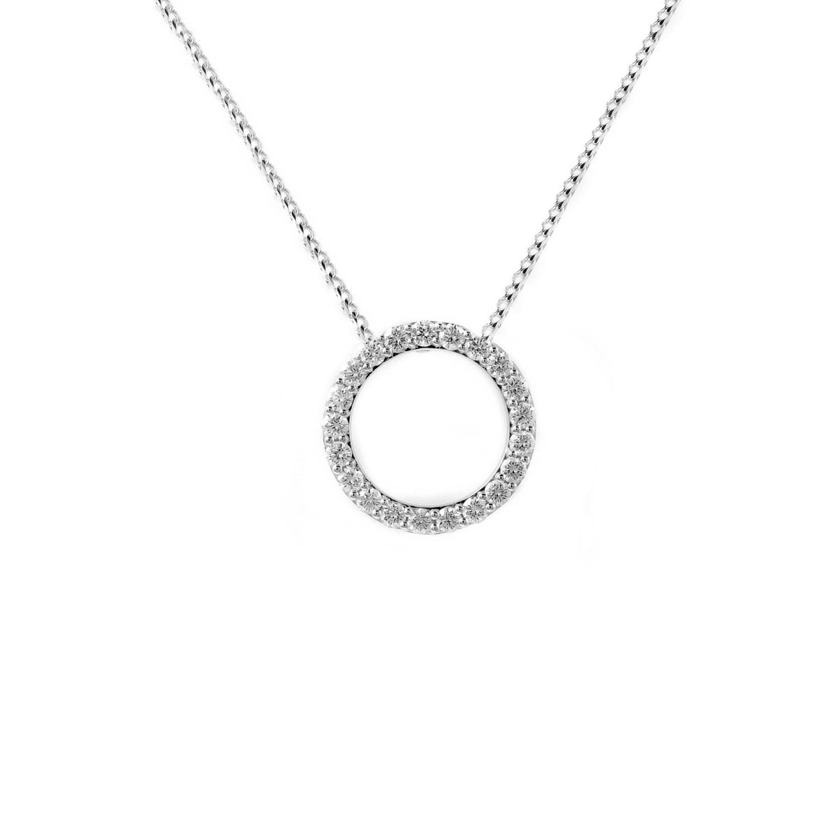 Platinum 0.71ct open circular diamond pendant