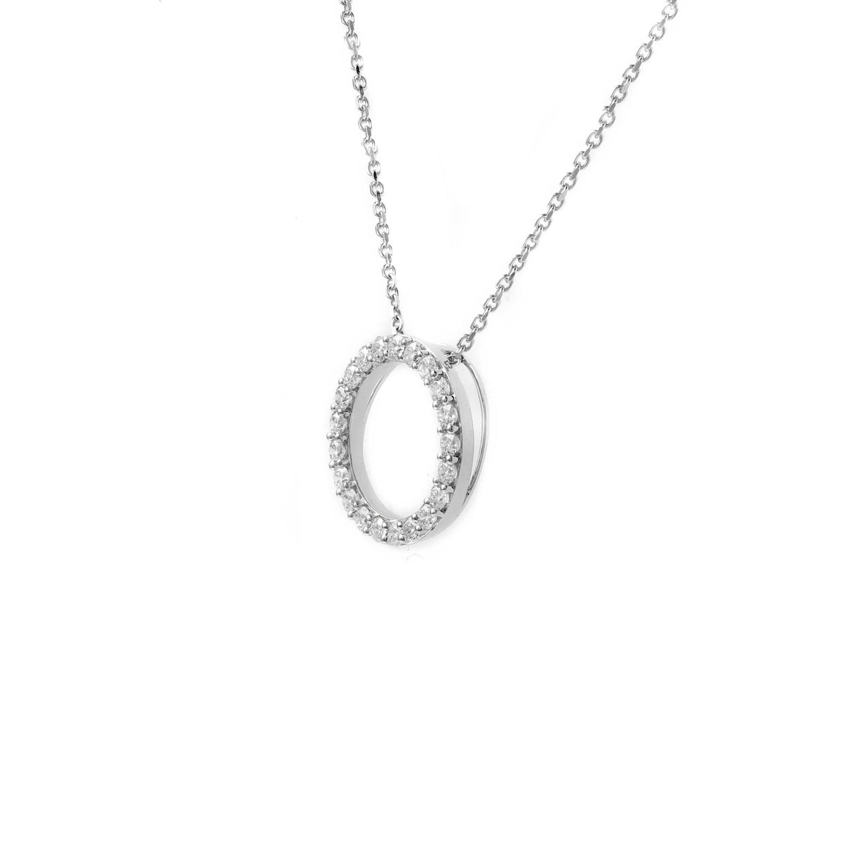 Platinum 0.71ct open circular diamond pendant