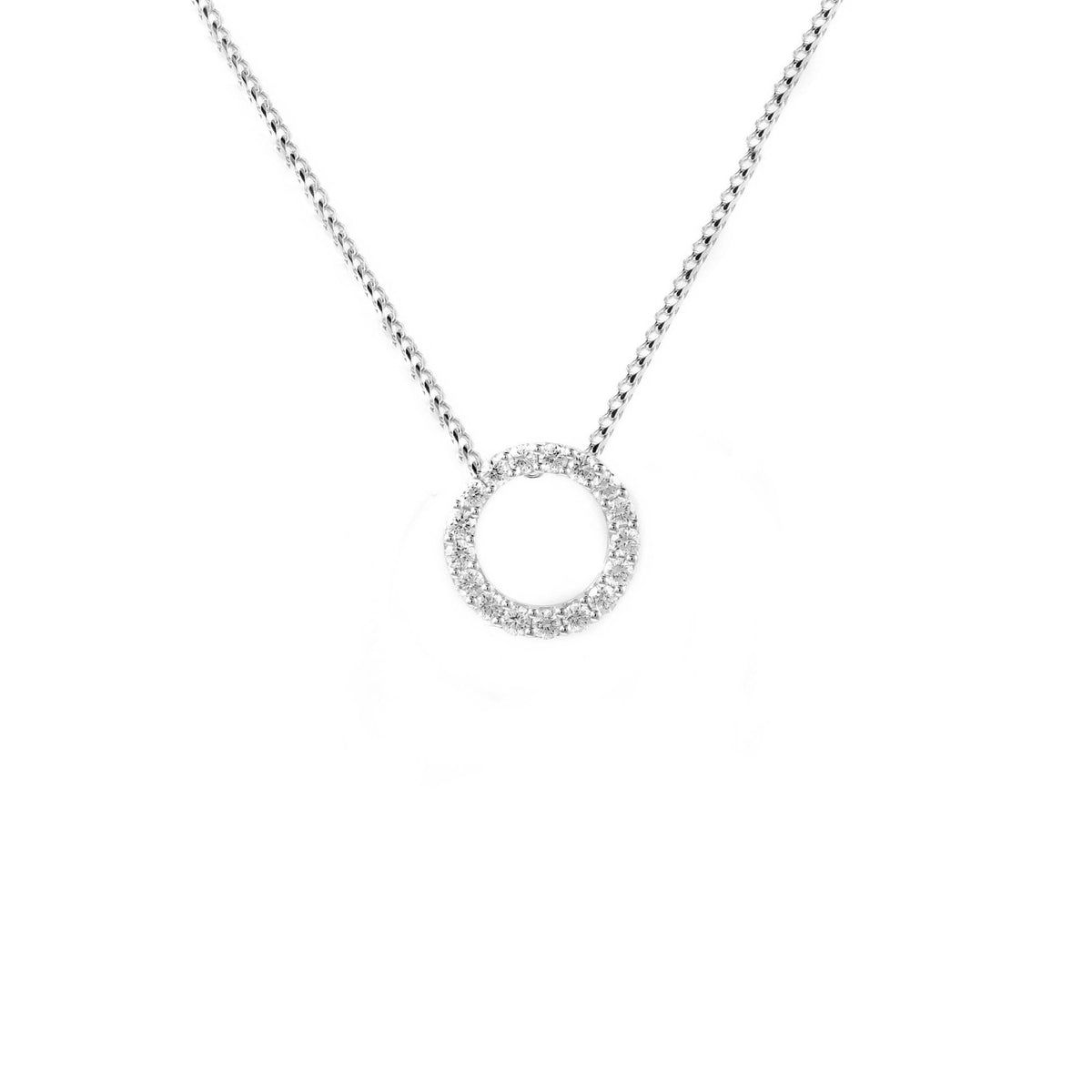 Platinum 0.51ct open circular diamond pendant
